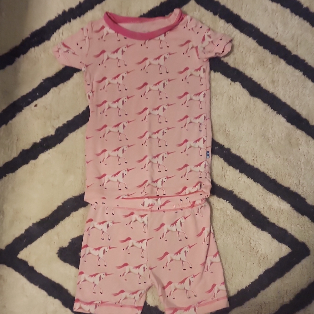 Kickee Pants Pink Unicorn Pajama Set 2T